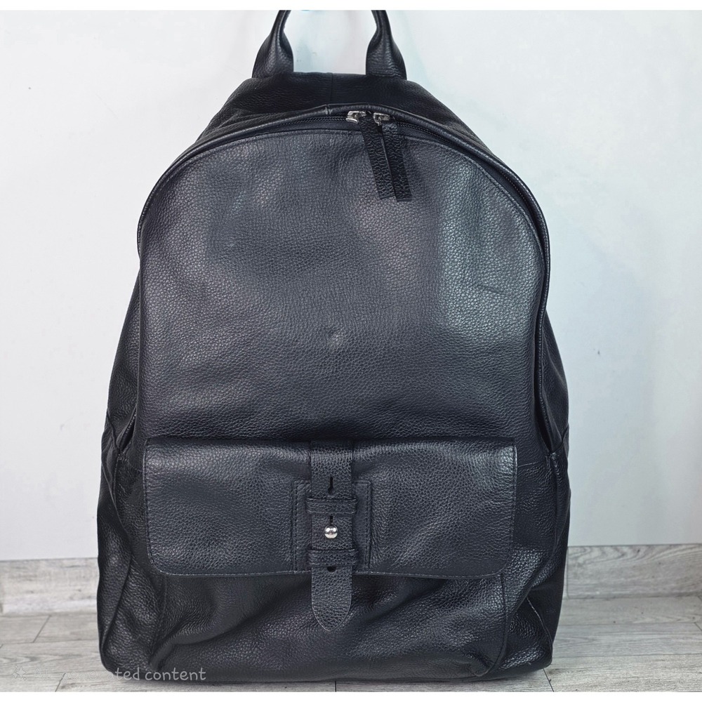 Cole Haan Leather Backpack CHDM11031 Black Pebble Zip Top